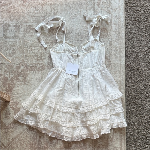 White Ruffled Mini Dress - Picture 2 of 2